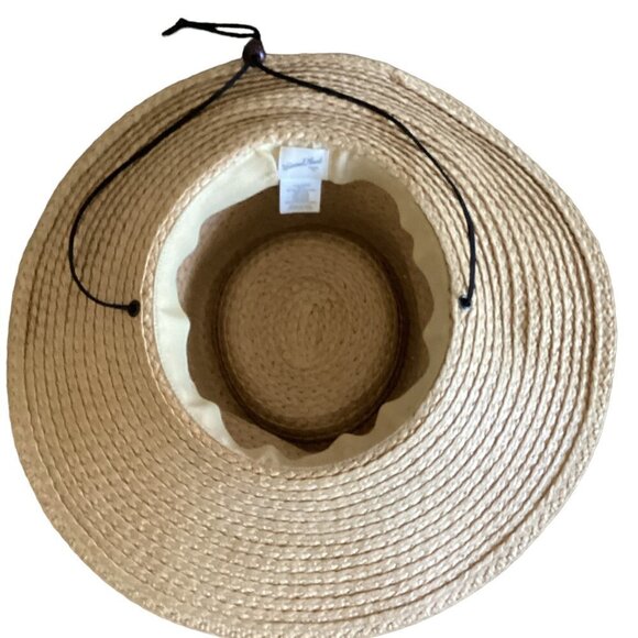 Women's Paper Straw Boater Sun Hat Adjustable Chin Strap Universal Thread 202C - Picture 8 of 10